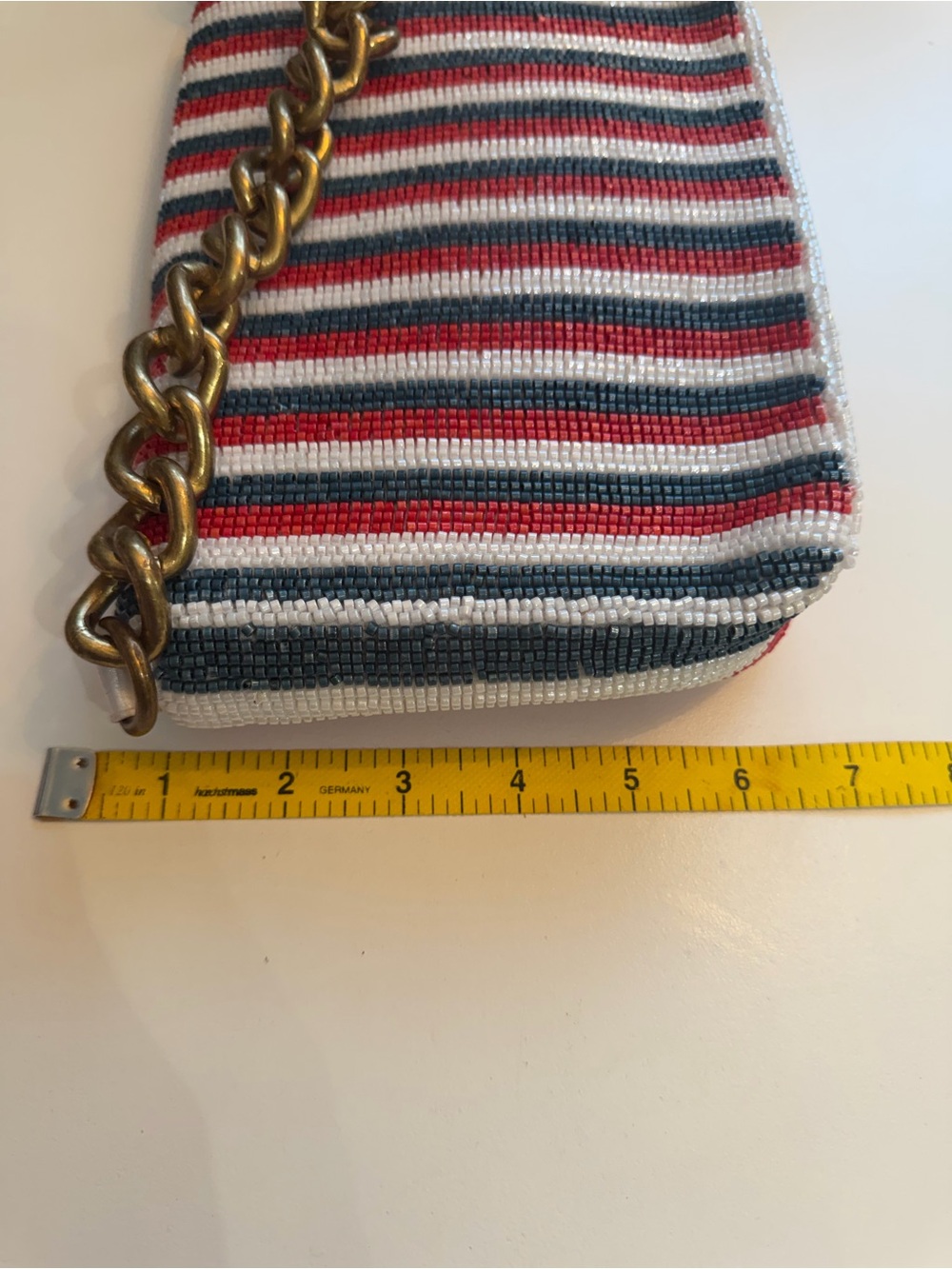 Handmade Beaded Stripe - Red, White & Blue Shoulder/Handbag - NWT - Picture 8 of 10